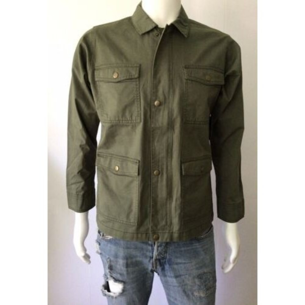 NEW LUCKY BRAND Men's Army Green Canvas Snap & Zippper Closure Jacket (Size S)